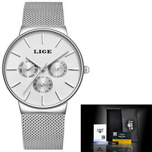 Load image into Gallery viewer, 2020 Watches Women Super Slim Mesh Stainless Steel LIGE Top Brand Luxury Casual Quartz Clock Ladies WristWatch Relogio Feminino