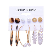 Load image into Gallery viewer, 2020 Bohemian Leopard Acrylic Pearl Earrings Set for Women Fashion Geometry Tassel Handmade Earrings Jewelry Gift Set