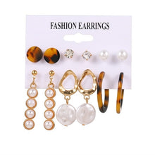 Load image into Gallery viewer, 2020 Bohemian Leopard Acrylic Pearl Earrings Set for Women Fashion Geometry Tassel Handmade Earrings Jewelry Gift Set