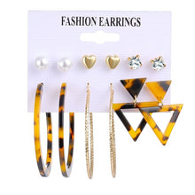 Load image into Gallery viewer, 2020 Bohemian Leopard Acrylic Pearl Earrings Set for Women Fashion Geometry Tassel Handmade Earrings Jewelry Gift Set