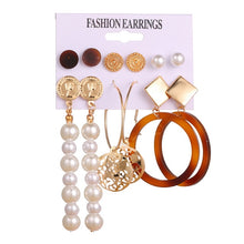 Load image into Gallery viewer, 2020 Bohemian Leopard Acrylic Pearl Earrings Set for Women Fashion Geometry Tassel Handmade Earrings Jewelry Gift Set