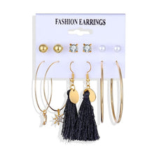 Load image into Gallery viewer, 2020 Bohemian Leopard Acrylic Pearl Earrings Set for Women Fashion Geometry Tassel Handmade Earrings Jewelry Gift Set