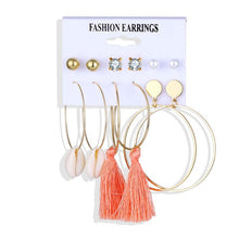 Load image into Gallery viewer, 2020 Bohemian Leopard Acrylic Pearl Earrings Set for Women Fashion Geometry Tassel Handmade Earrings Jewelry Gift Set