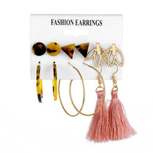 Load image into Gallery viewer, 2020 Bohemian Leopard Acrylic Pearl Earrings Set for Women Fashion Geometry Tassel Handmade Earrings Jewelry Gift Set