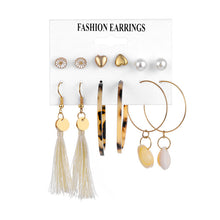 Load image into Gallery viewer, 2020 Bohemian Leopard Acrylic Pearl Earrings Set for Women Fashion Geometry Tassel Handmade Earrings Jewelry Gift Set