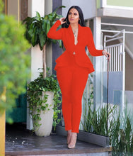 Load image into Gallery viewer, New Women Winter Women's Set Tracksuit Full Sleeve Ruffles Blazers Pencil Pants Suit Two Piece Set Office Lady Outfits Uniform