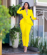 Load image into Gallery viewer, New Women Winter Women's Set Tracksuit Full Sleeve Ruffles Blazers Pencil Pants Suit Two Piece Set Office Lady Outfits Uniform
