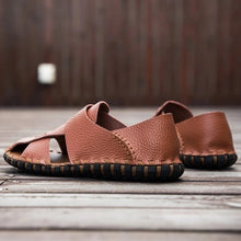 Load image into Gallery viewer, 2020 Fashion Summer Sandals Men's Casual Pu Leather Fat Men House Shoes Non-slip Shoes Vintage Classic Male Casual F327