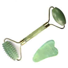 Load image into Gallery viewer, Rolo de massagem facial cabeças duplas jade pedra face lift mãos corpo relaxamento da pele emagrecimento beleza saúde cuidados com a pele ferramentas