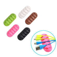 Load image into Gallery viewer, Desktop phone Cable Winder Earphone clip Charger Organizer Management Wire Cord fixer Silicone Holder 5 slot Strip