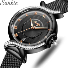 Load image into Gallery viewer, SUNKTA 2020 Watch Women NEW Luxury Brand Fashion Stainless Steel Ladies Wrist Watches Black Wristwatches For Women Montre Femme