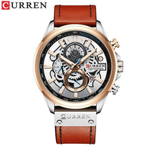 Load image into Gallery viewer, Curren relógio masculino moda quartzo relógios pulseira de couro esporte quartzo relógio de pulso cronógrafo masculino design criativo dial