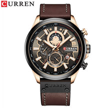 Load image into Gallery viewer, Curren relógio masculino moda quartzo relógios pulseira de couro esporte quartzo relógio de pulso cronógrafo masculino design criativo dial