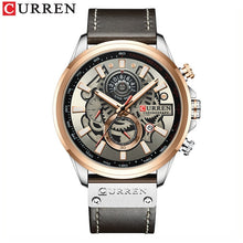 Load image into Gallery viewer, Curren relógio masculino moda quartzo relógios pulseira de couro esporte quartzo relógio de pulso cronógrafo masculino design criativo dial