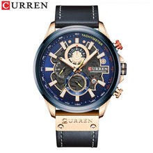 Load image into Gallery viewer, Curren relógio masculino moda quartzo relógios pulseira de couro esporte quartzo relógio de pulso cronógrafo masculino design criativo dial