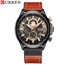 Load image into Gallery viewer, Curren relógio masculino moda quartzo relógios pulseira de couro esporte quartzo relógio de pulso cronógrafo masculino design criativo dial