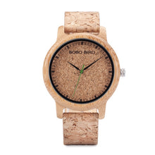 Load image into Gallery viewer, BOBO BIRD Lovers Watches Wooden Timepieces Handmade Cork Strap Bamboo Women Watch Luxury in Box Accept Logo Drop Shipping