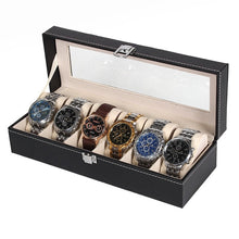 Load image into Gallery viewer, Large 6/10/12 Grids PU Leather Watch Box Storage Professional Holder Organizer for Watches Jewelry Boxes Case Display Black