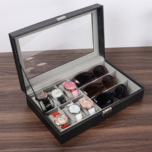 Load image into Gallery viewer, Large 6/10/12 Grids PU Leather Watch Box Storage Professional Holder Organizer for Watches Jewelry Boxes Case Display Black