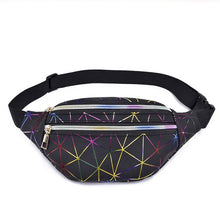 Load image into Gallery viewer, AIREEBAY Olografica Marsupi Donne Rosa Argento Pacchetto di Fanny Sacchetto Della Cinghia Del Sacchetto Femminile Nero Geometrica Marsupi Laser Cassa Del Telefono Del Sacchetto