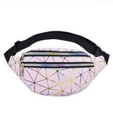 Load image into Gallery viewer, AIREEBAY Olografica Marsupi Donne Rosa Argento Pacchetto di Fanny Sacchetto Della Cinghia Del Sacchetto Femminile Nero Geometrica Marsupi Laser Cassa Del Telefono Del Sacchetto