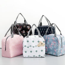 Load image into Gallery viewer, Fiambrera enfriador de patrón funcional, bolsa de almuerzo portátil de lona aislada, bolsas térmicas de Picnic para alimentos, bolsos para la comida para mujer, niños