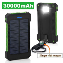 Load image into Gallery viewer, ¡Oferta! Banco de energía Solar a prueba de agua 30000mAh Cargador Solar 2 puertos USB cargador externo Powerbank para teléfono inteligente Xiaomi MI iPhone 8