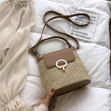 Load image into Gallery viewer, Small Straw Bucket Bags For Women 2020 Summer Crossbody Bags Lady Travel Purses and Handbags Female Shoulder Messenger Bag