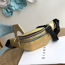 Load image into Gallery viewer, Women's Fashion Waist Packs Personalized Rock and Roll Color PU Leather Flashing Lattice Belt Bag Nerka Fanny Pack
