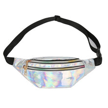 Load image into Gallery viewer, Women's Fashion Waist Packs Personalized Rock and Roll Color PU Leather Flashing Lattice Belt Bag Nerka Fanny Pack