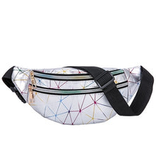 Load image into Gallery viewer, Women's Fashion Waist Packs Personalized Rock and Roll Color PU Leather Flashing Lattice Belt Bag Nerka Fanny Pack