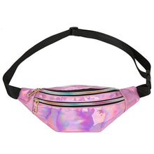 Load image into Gallery viewer, Women's Fashion Waist Packs Personalized Rock and Roll Color PU Leather Flashing Lattice Belt Bag Nerka Fanny Pack