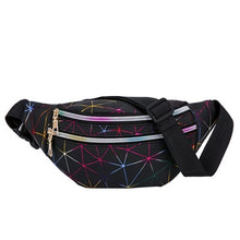 Load image into Gallery viewer, Women's Fashion Waist Packs Personalized Rock and Roll Color PU Leather Flashing Lattice Belt Bag Nerka Fanny Pack