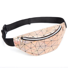 Load image into Gallery viewer, Women's Fashion Waist Packs Personalized Rock and Roll Color PU Leather Flashing Lattice Belt Bag Nerka Fanny Pack