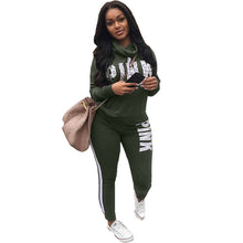 Load image into Gallery viewer, Plus Size 2019 New PINK Letter Print Two Piece Set Sportswear Tracksuit Women High Neck Conjunto Feminino Sweatshirt Set Outfits